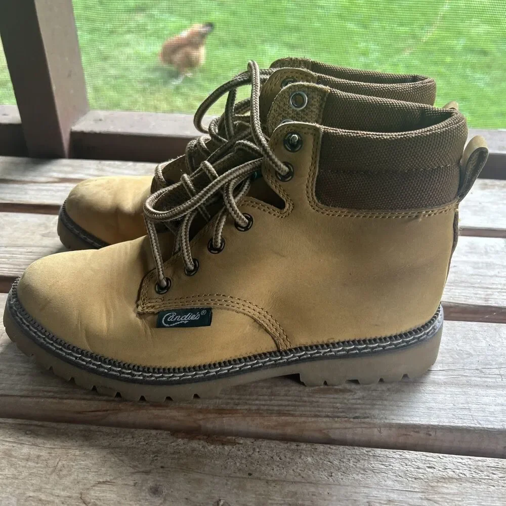 Candie's Camel Lace Up Boots 6.5